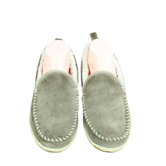 LL Bean Dark Cement Suede Fleece Lined Mountain Moccasin Slippers 9 M - Picture 5 of 9